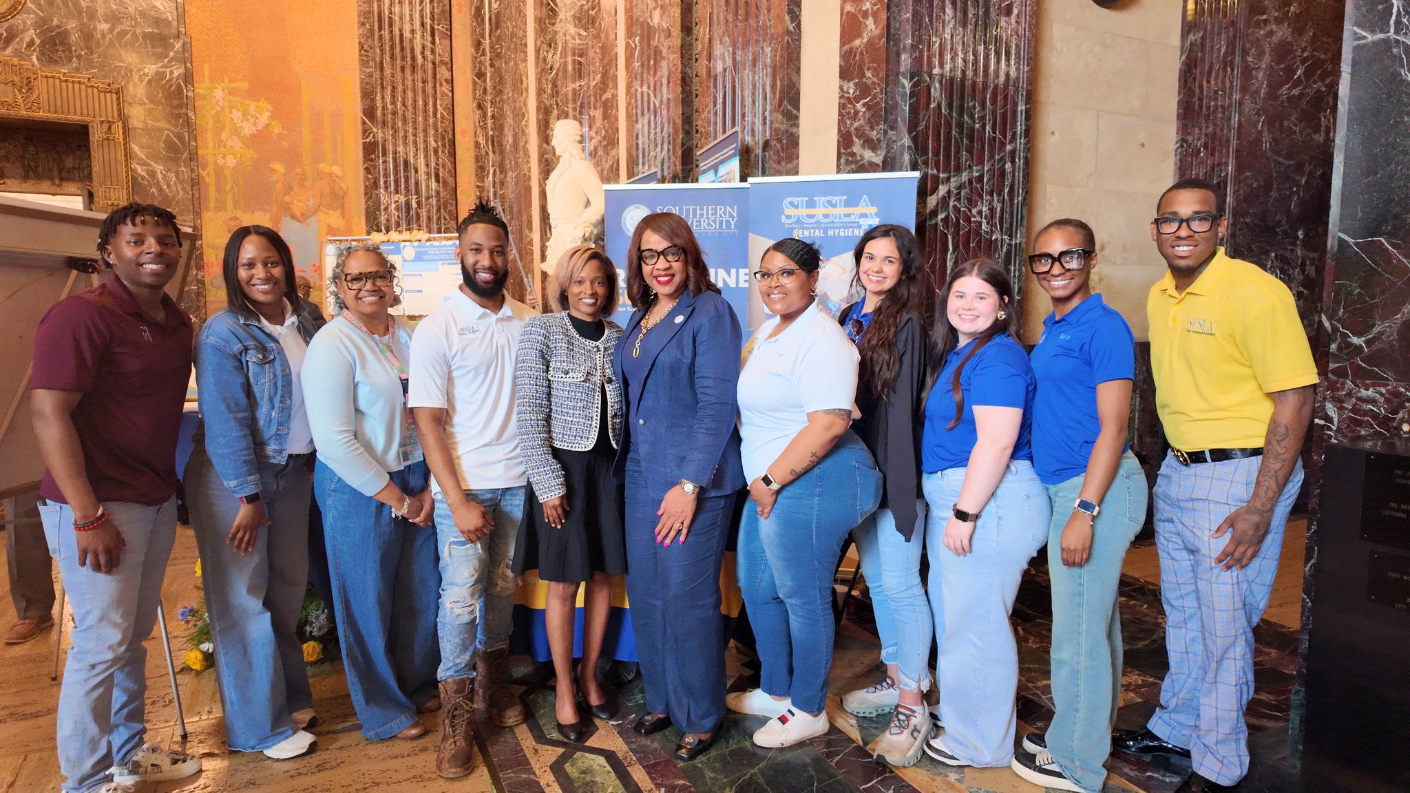 Dr. Gantt with students and staff at the Capitol 