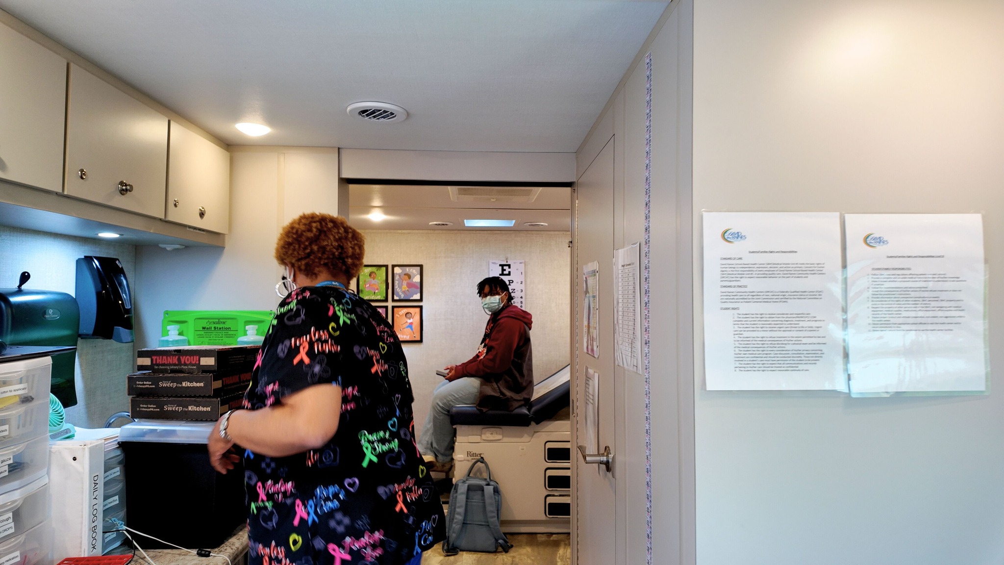 Student and staff in David Raines Mobile Health Unit