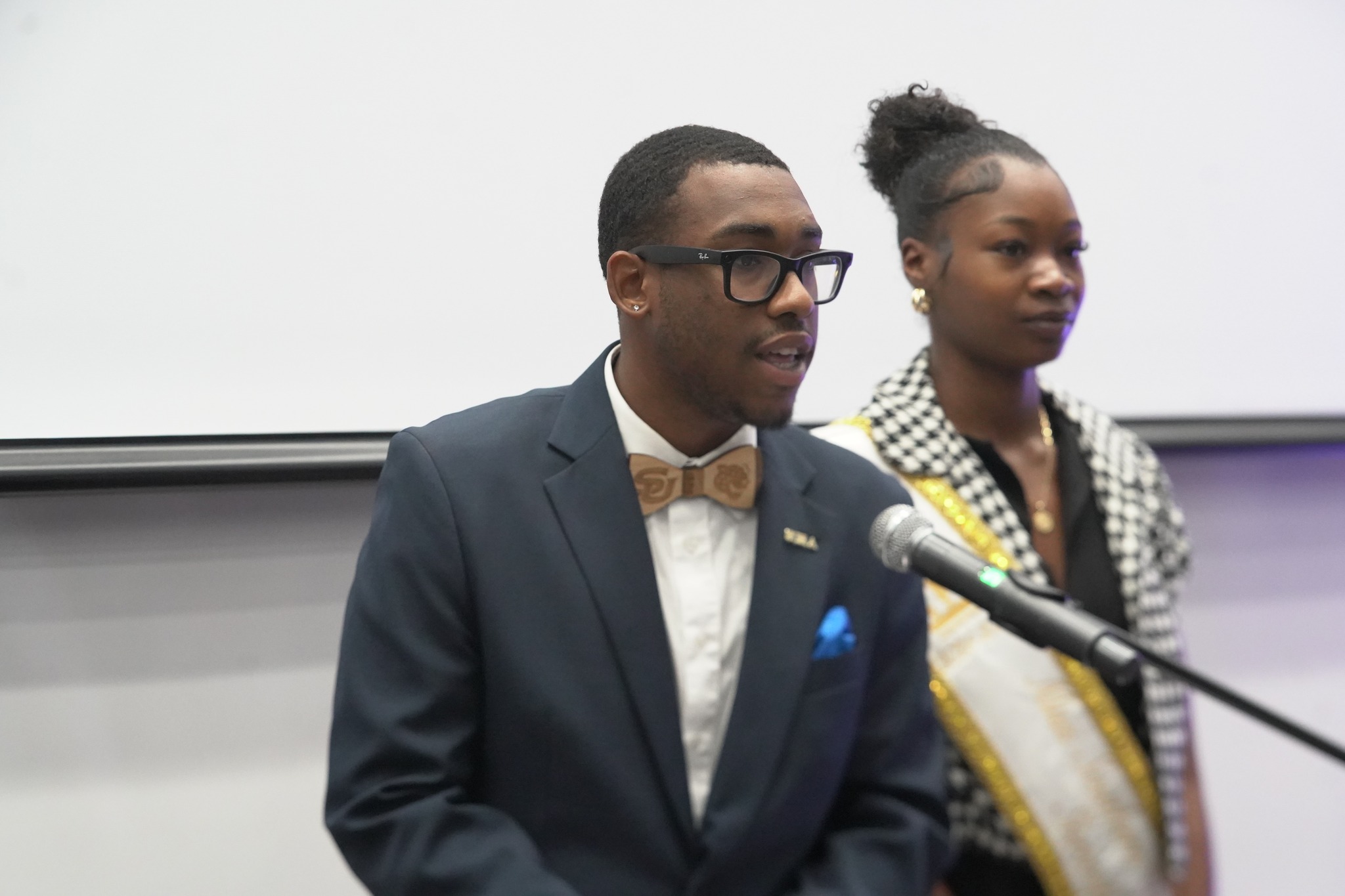 SGA President and Miss SUSLA speaking